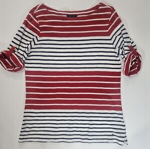 Tommy Hilfiger Shirt Womens Blouse Top‎ Large Roll Tab Sleeve